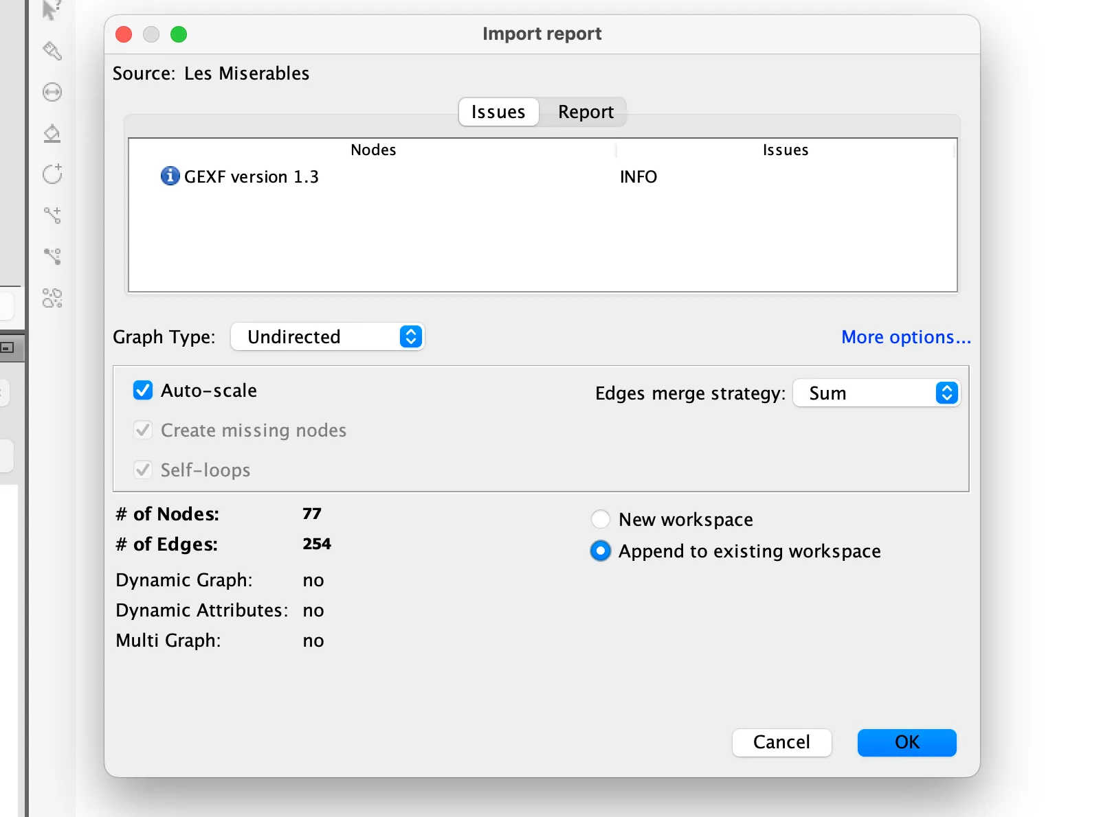 Import report modal